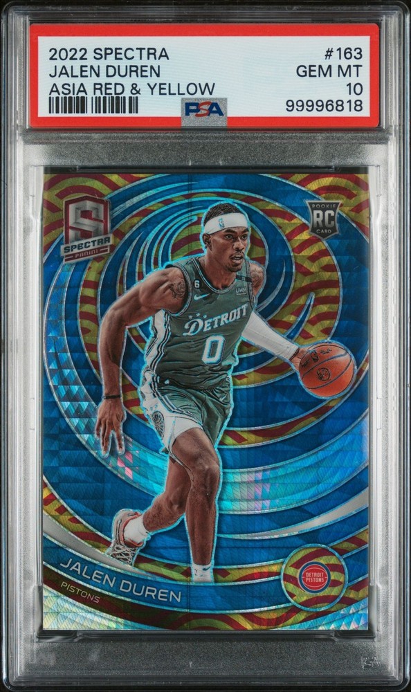 2022 Panini Spectra #163 Jalen Duren Asia Red Yellow RC /75 PSA 10