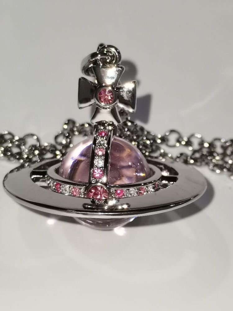 Vivienne Westwood Small Orb Necklace Pendant Pink Silver 4.5cm Outlet authentic