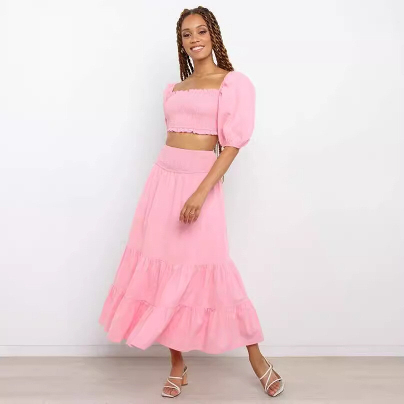 Wide Elastic Waist Cotton Summer Skirt with Lining Beach Wear