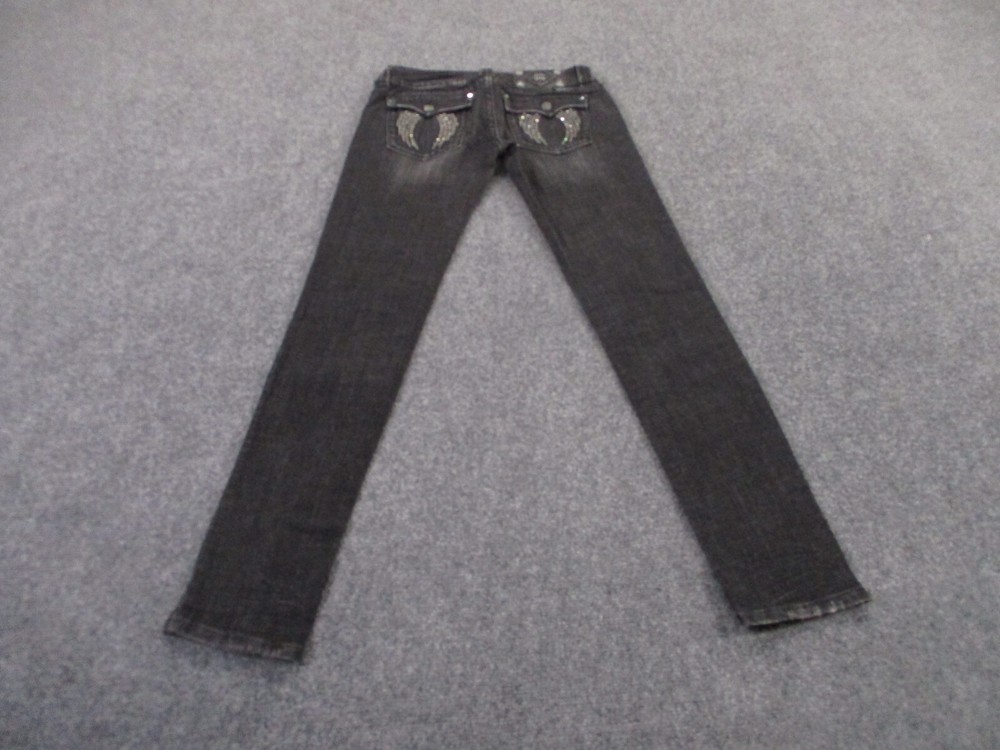 Miss Me Womens Size 27 Black Rhinestone Studded Skinny Jeans with Wings