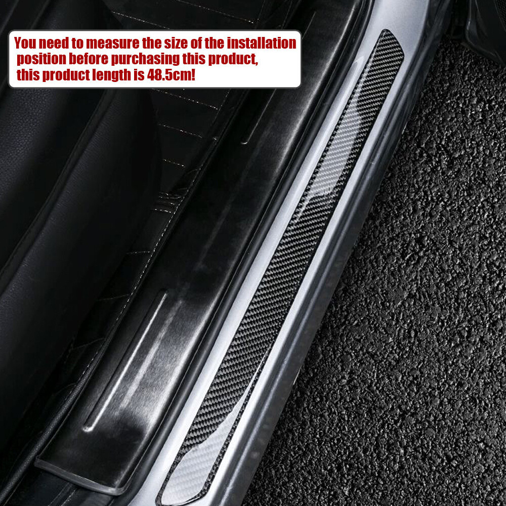 2× Carbon Fibre Car Door Sill Scuff Plate Cover Panel Step Protector Accessories