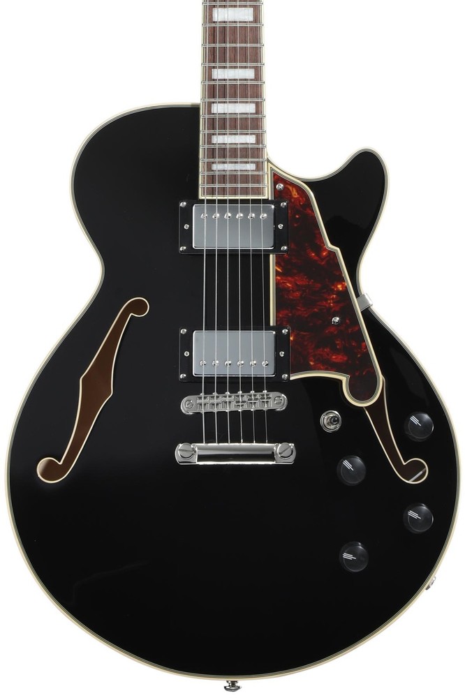 D'Angelico Premier SS Semi-Hollow Electric Guitar in Solid Black Finish
