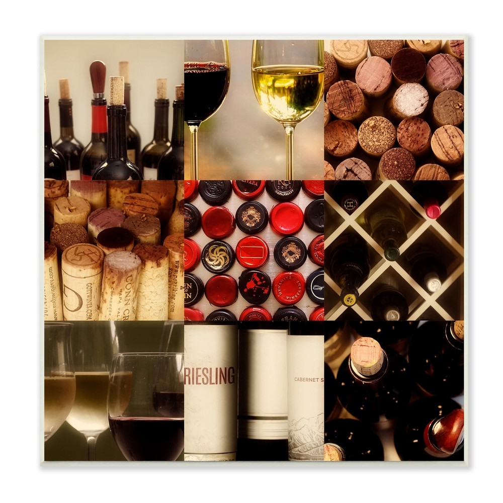 Stupell Wine Lovers Collage Vintage Bottles Traditional Vino Brown 12 x 12