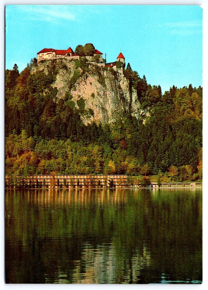 VINTAGE OLD ANTIQUE POSTCARD PICTURE PHOTO BLED CASTLE ISLAND LAKE SLOVENIA