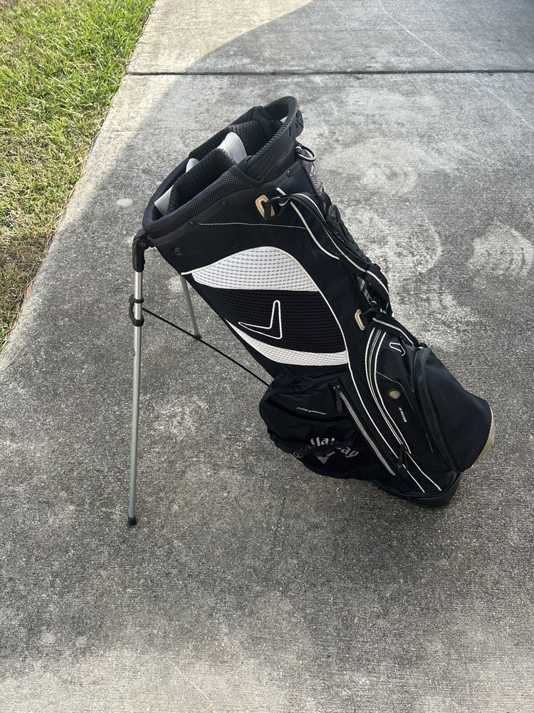 Callaway Golf Bag Stand Xtra Lite Carry Straps 6 Way Divide Rain Cover Black