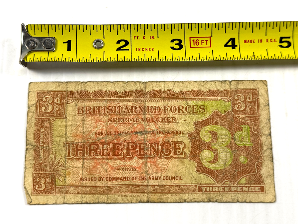 British Armed Forces 3 Pence (3d) Special Voucher 2nd Series issued in 1948-image