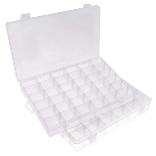 2 Pack Clear 36-Grid Plastic Storage Box Organizer Containers 2 Pieces