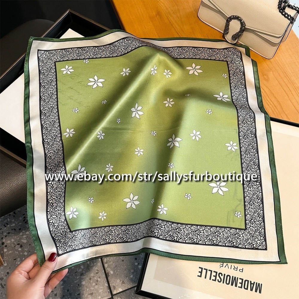 Sallys 100% Mulberry Silk Scarf Flowers Print Square Necktie Hairband 21
