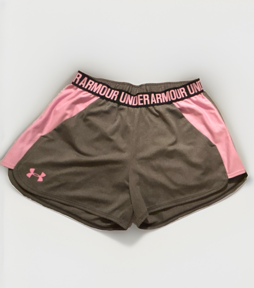 Under Armour Women's Athletic Shorts Gray Pink Elastic Waist