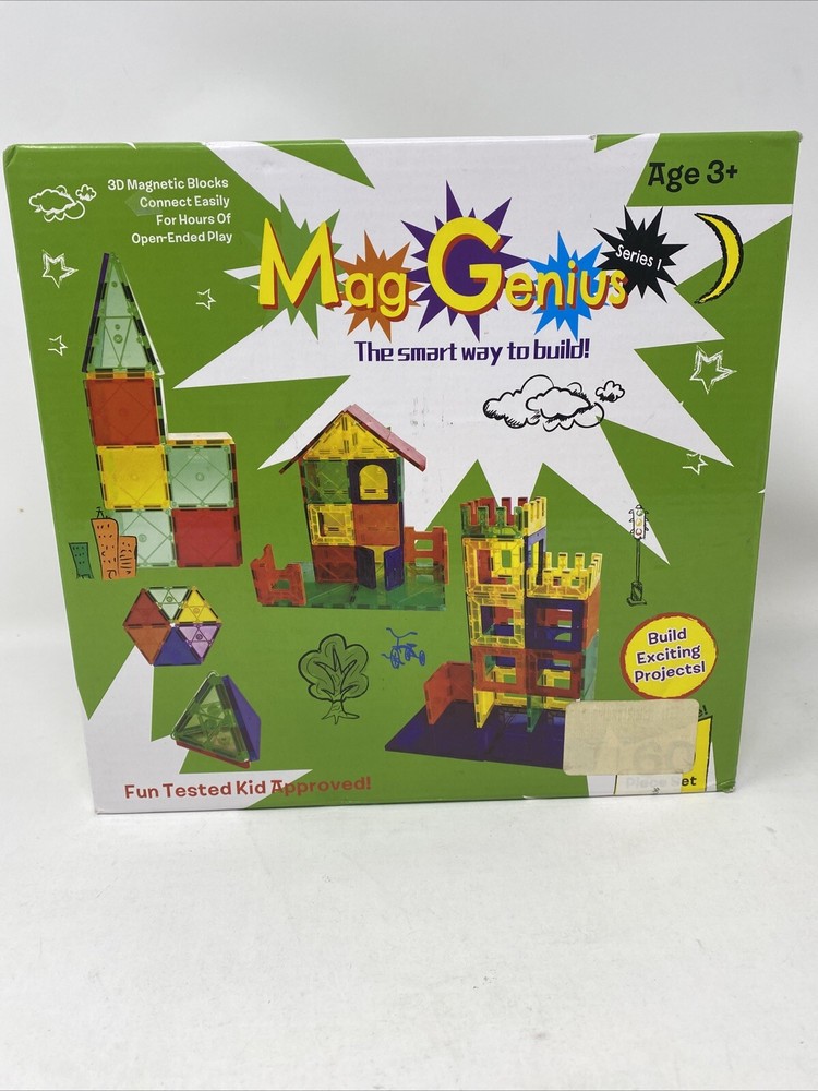 Mag-Genius 3D Magnetic Building Tiles, 60 Pieces NIB