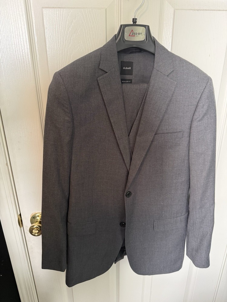 Men’s Medium Gray 3 Piece Suit Slim Fit Size 36R