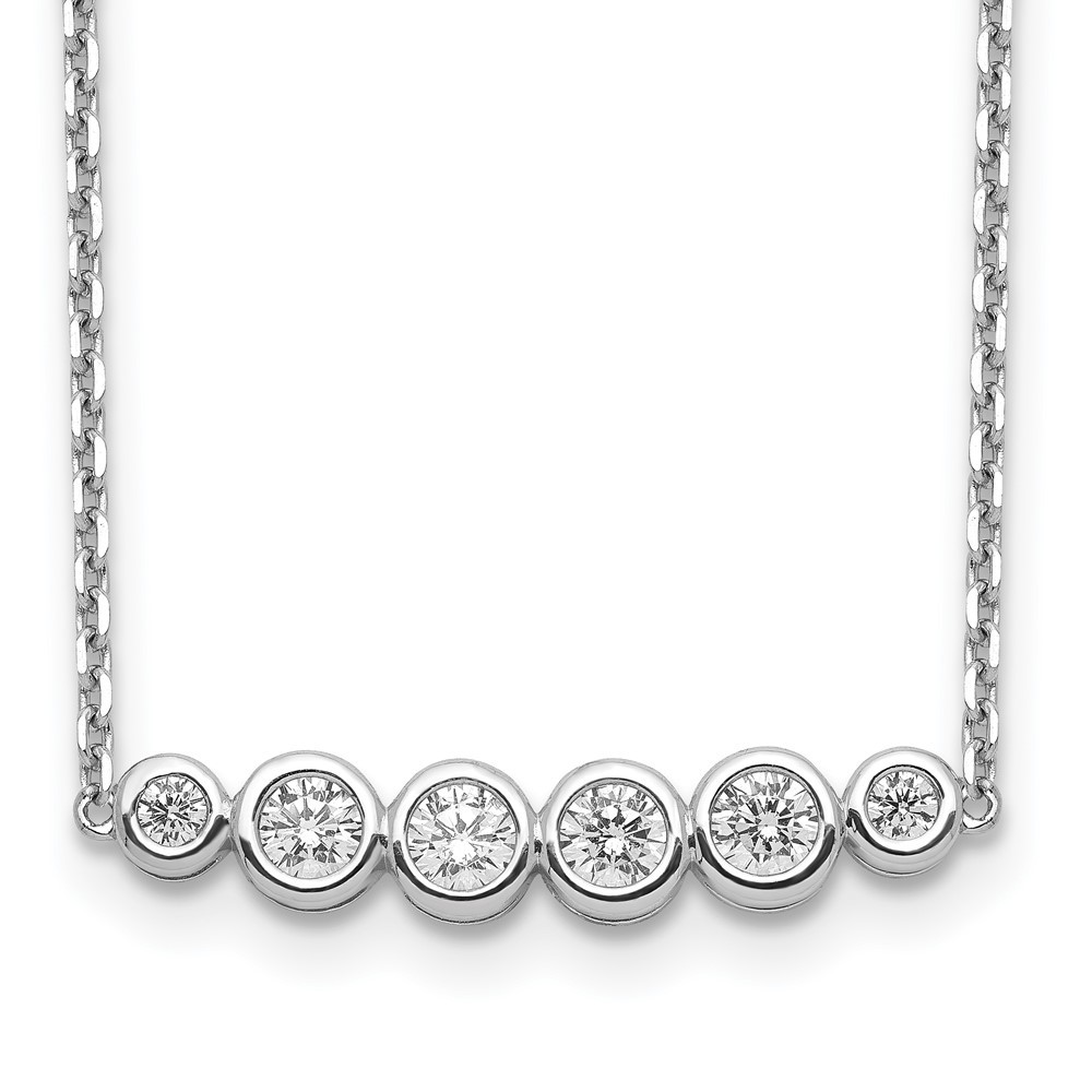 Sterling Silver Rhodium-plated Cubic Zirconia Bar Necklace 16