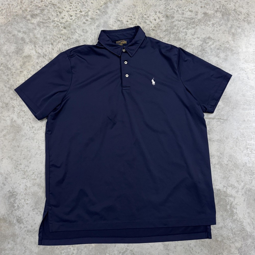 Polo Ralph Lauren Polo Shirt Mens Large Blue Solid Performance Golf Stretch