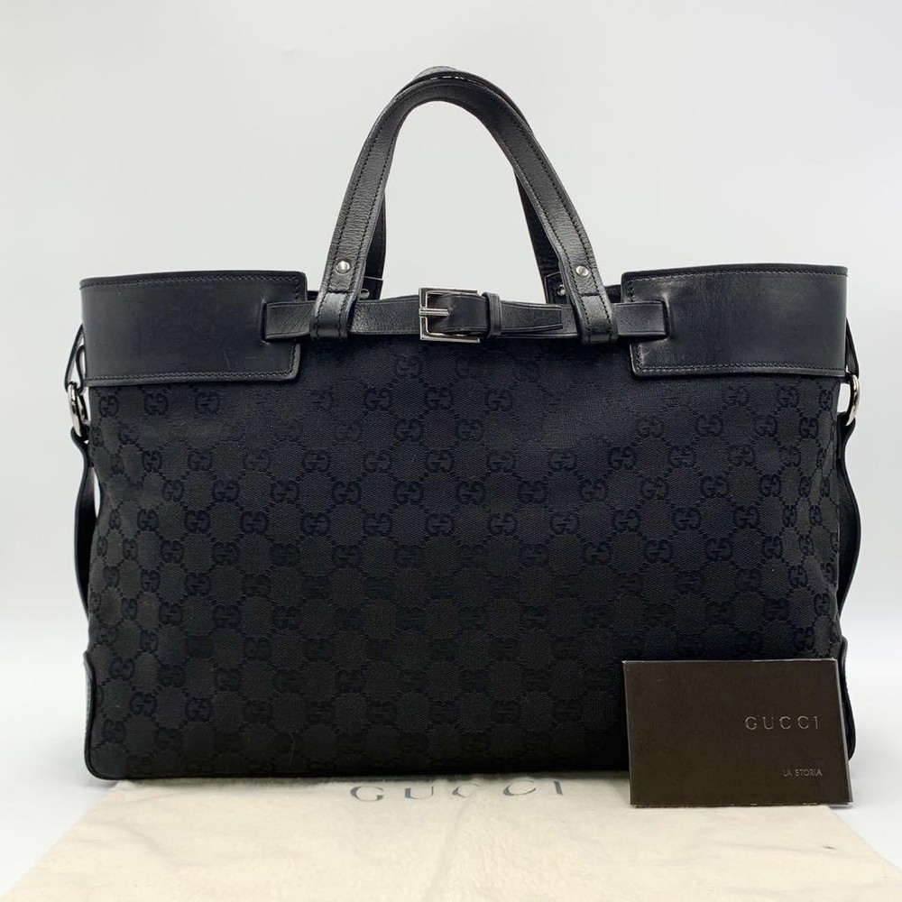 GUCCI GG Canvas Black Tote Bag Authentic G070121