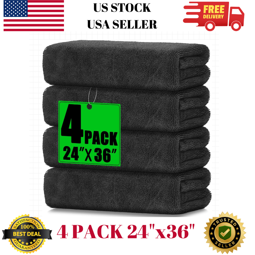 4 Pack Extra Large Microfiber Drying Towels 36x24 Ultra Absorbent