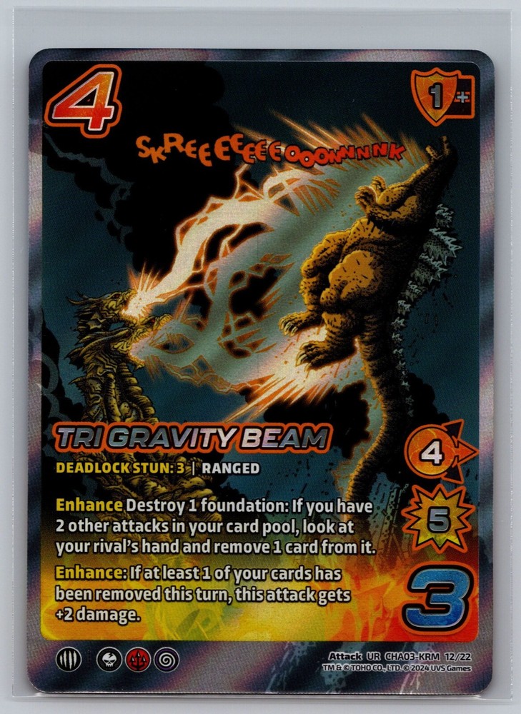 Tri Gravity Beam CHA03-KRM 12/22 UniVersus Godzilla FOIL Ghidorah Attack Ultra Rare