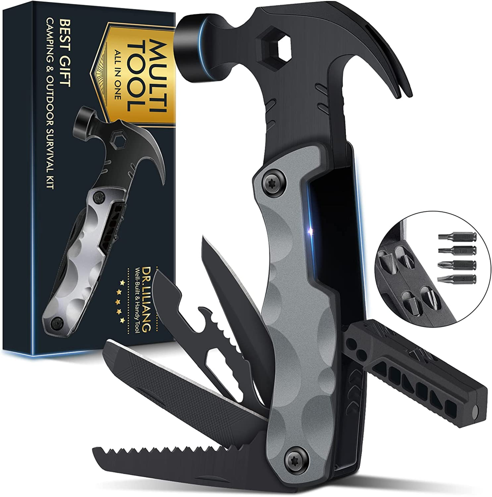 Multitool Camping Accessories Stocking Stuffers for Men Dad Gifts, 13 in 1 Survi