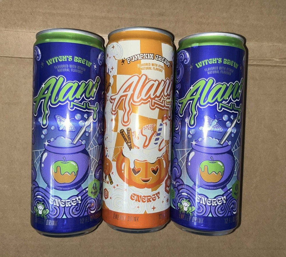 Alani Nu Energy Drink Variety Pack, 2 Witch’s Brew & 1 Pumpkin Cream, 3 Pack