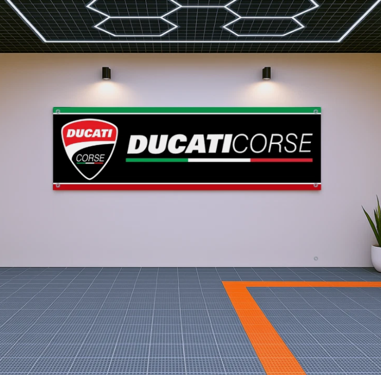 Ducati Corse Racing 71x24 Italian Motorcycle Garage Wall Flag