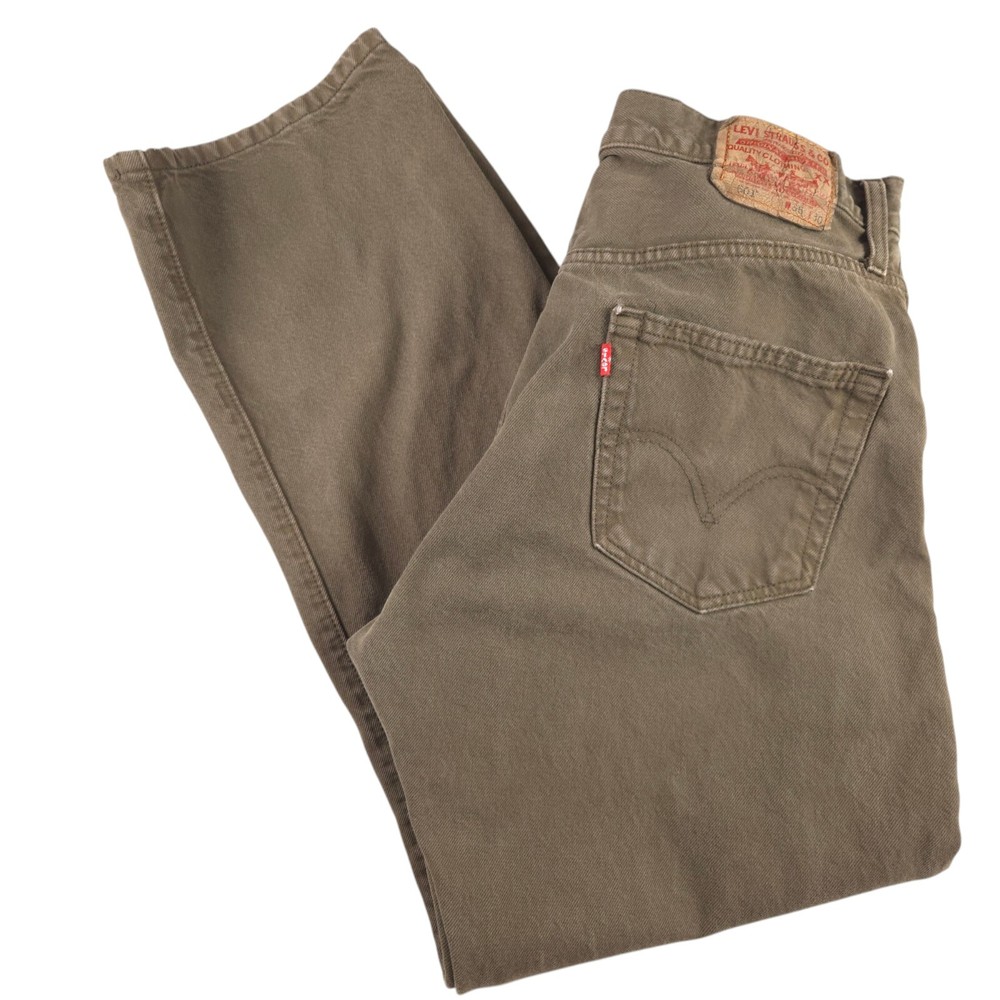 Vtg Y2k Levis 501 Jeans Green Grunge Button Fly Skate Size 36x30 (33x29 Actual)