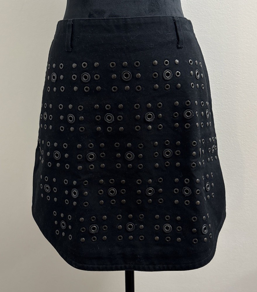Coach Black Mini Skirt With Rivets Size 2 - NWOT