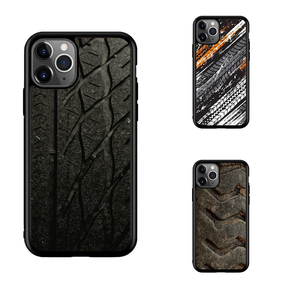 Anti-Fingerprint Rubber Car Tire Print Case for iPhone SE4 16E 12 13 14 15 16 Pro Max