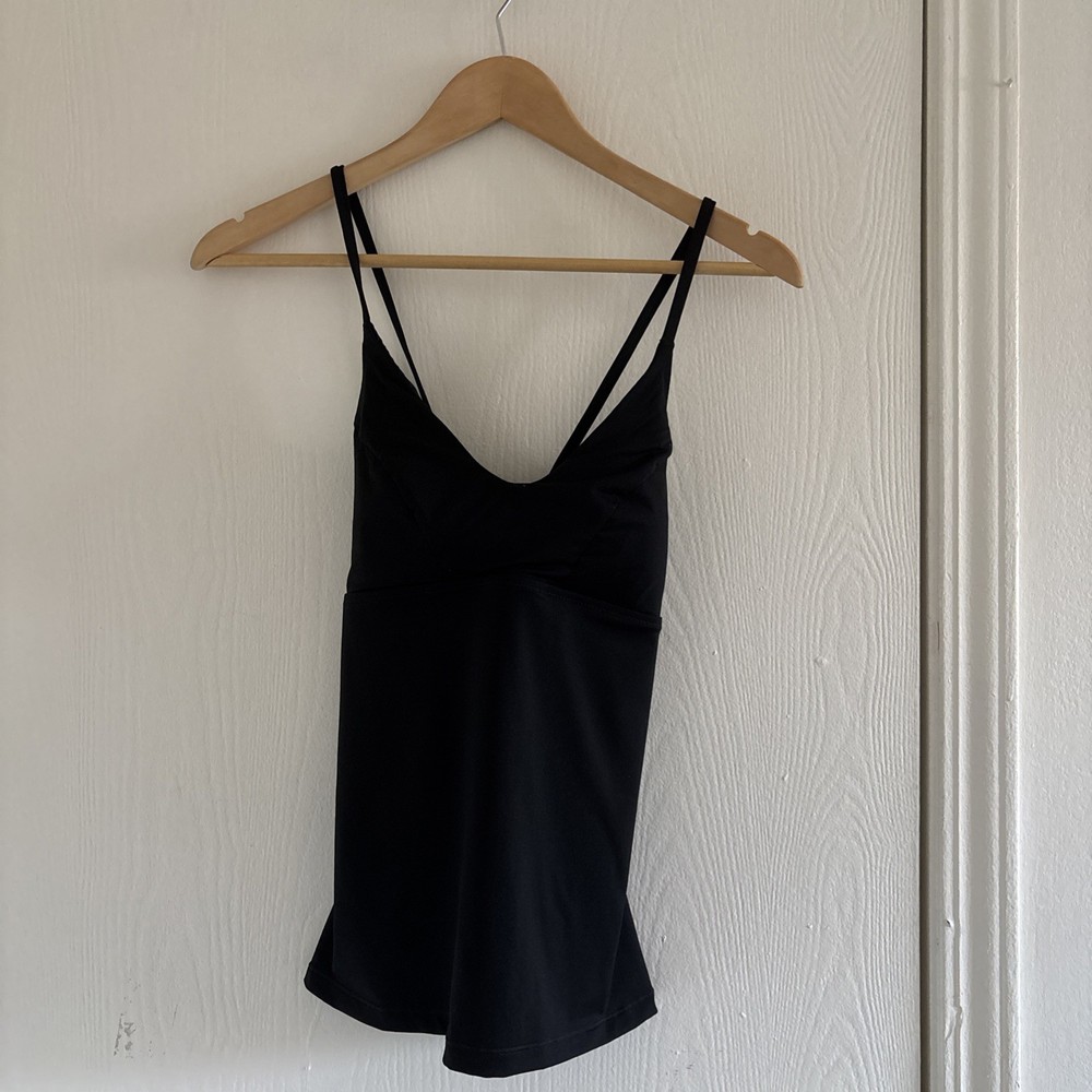 Athleta Women’s Black Tankini Top Size Large Crisscross Back Tie Swim Top