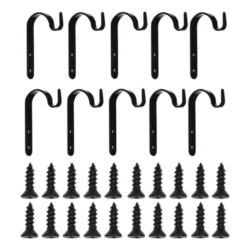 10pcs Black Metal Hanging Basket Brackets Garden Plant Hanger Hook Wall Decor