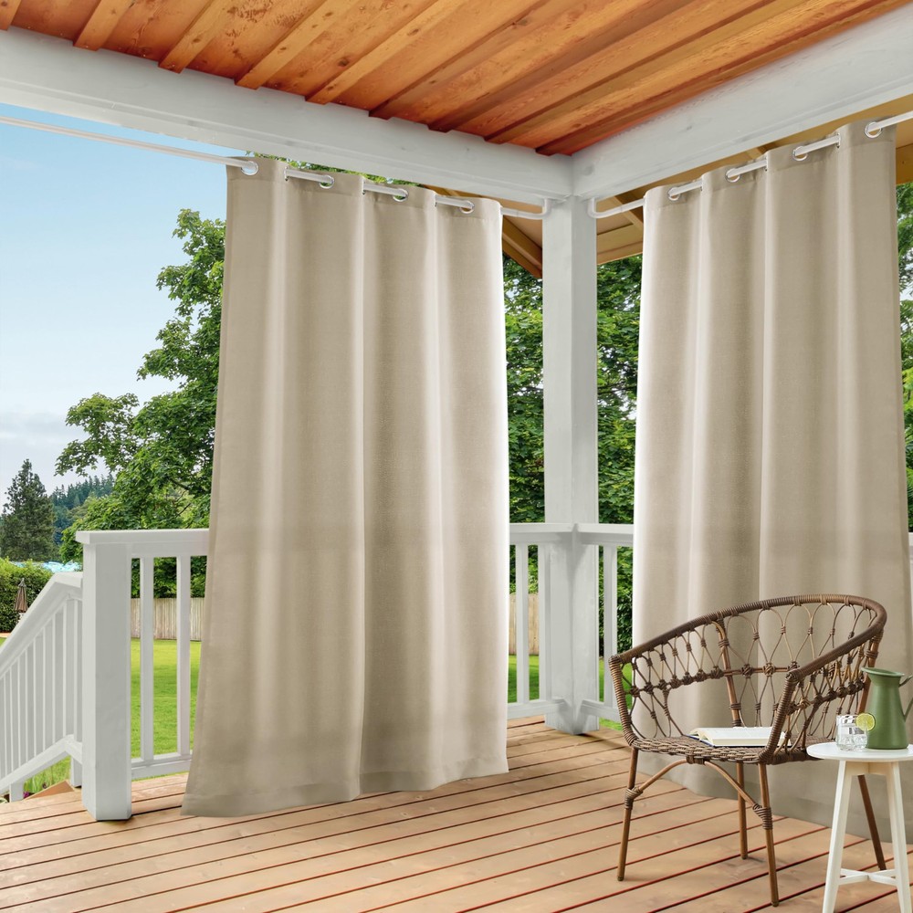 Cabana Solid Heavyweight Indoor Outdoor Curtains, Light Filtering Opacity wit...