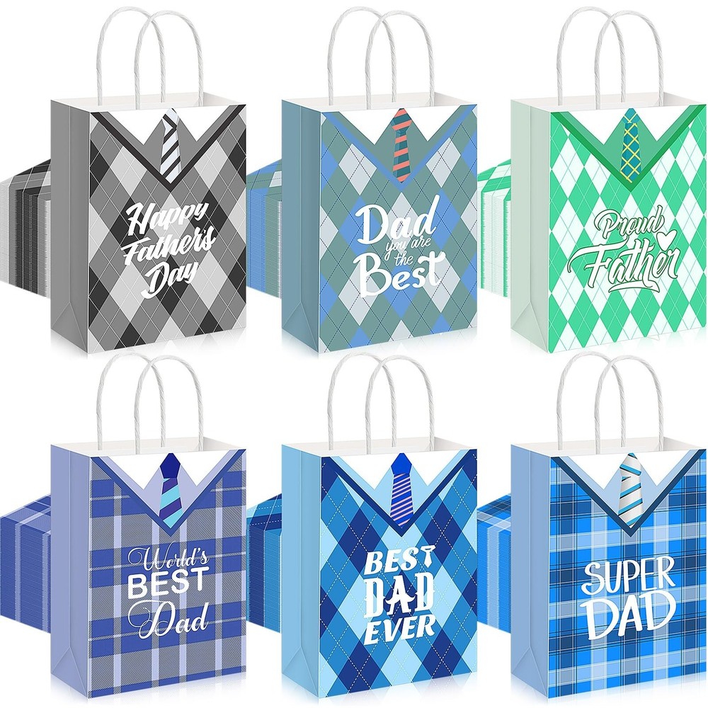 Affrolling Fathers Day Small Gift Bags Fathers Day Party Supplies Blue Happy ...-image