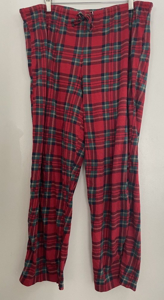 Lauren Ralph Lauren Women's Plaid Adjustable Waist Cotton Blend PJ Pants Red XL
