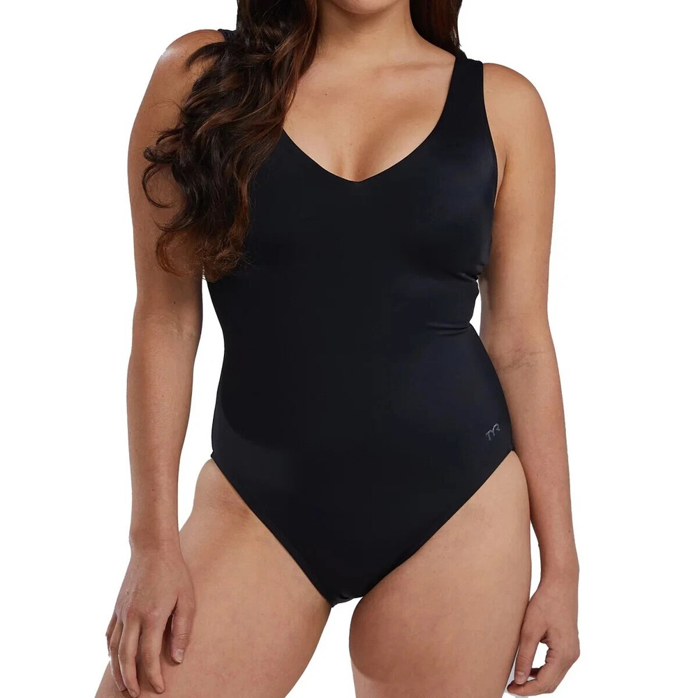 TYR Women's One-Piece Swimsuit, Black, Size S