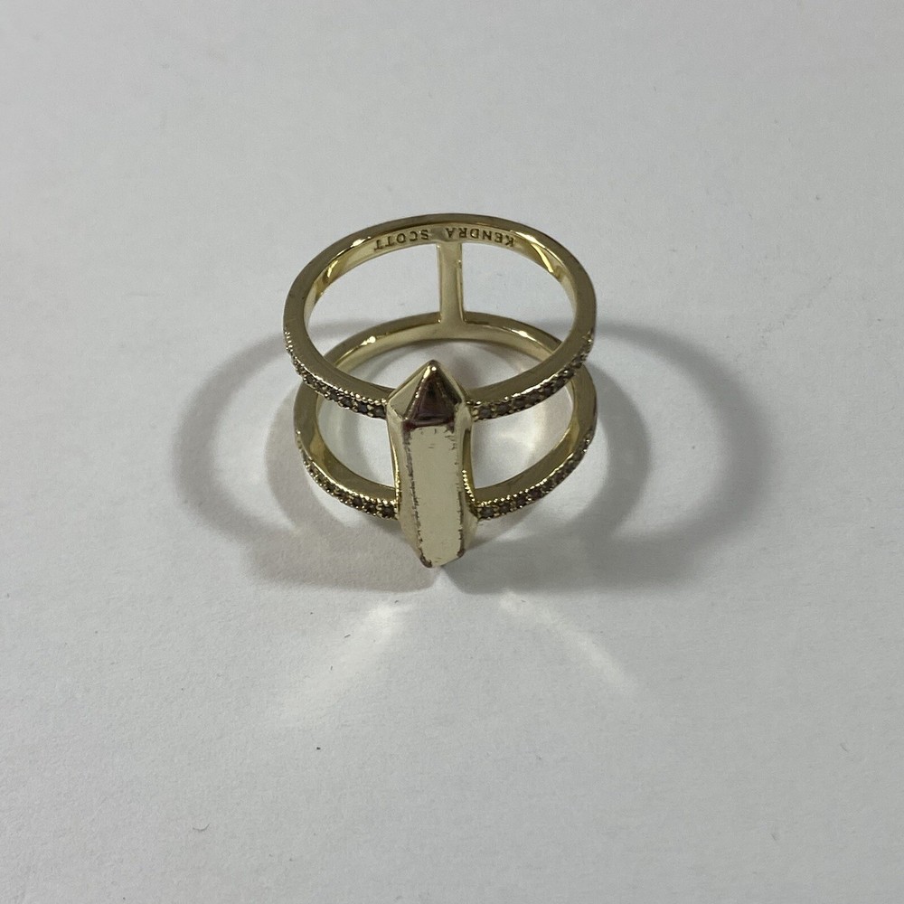 Kendra Scott ABRA Gold Double Band Ring Set with Rhinestones Size 8