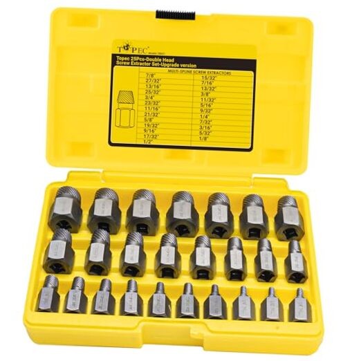 25Pcs-Double Head Screw Extractor Set, Newest Version 3/8” Drive 2-in-1