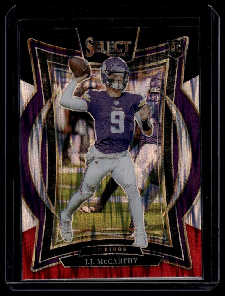 2024 Panini Select J.J. McCarthy #24 Black & Red Prizm Shock RC