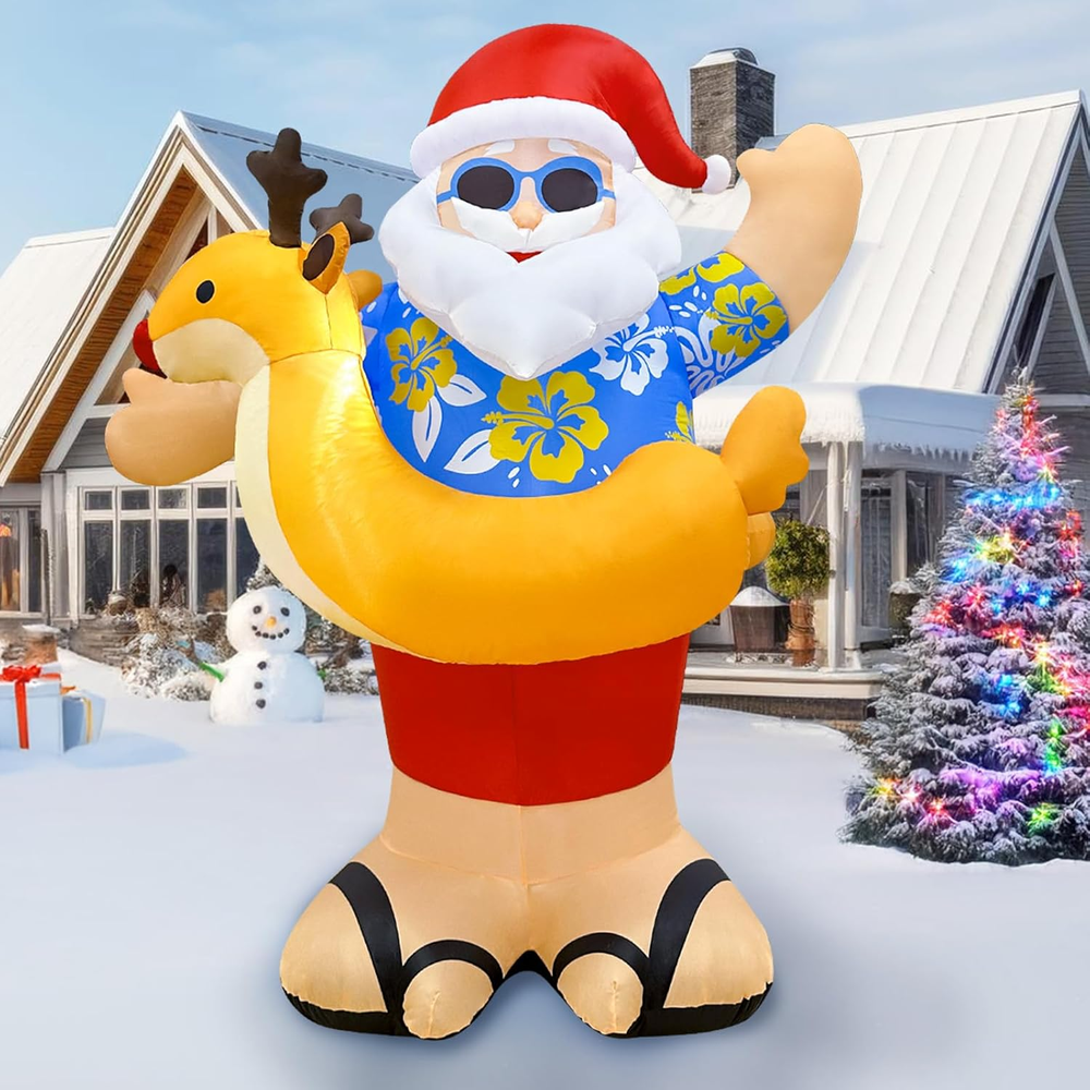6FT Christmas Inflatable Outdoor Decoration, Christmas Blow Ups Santa for Yard w