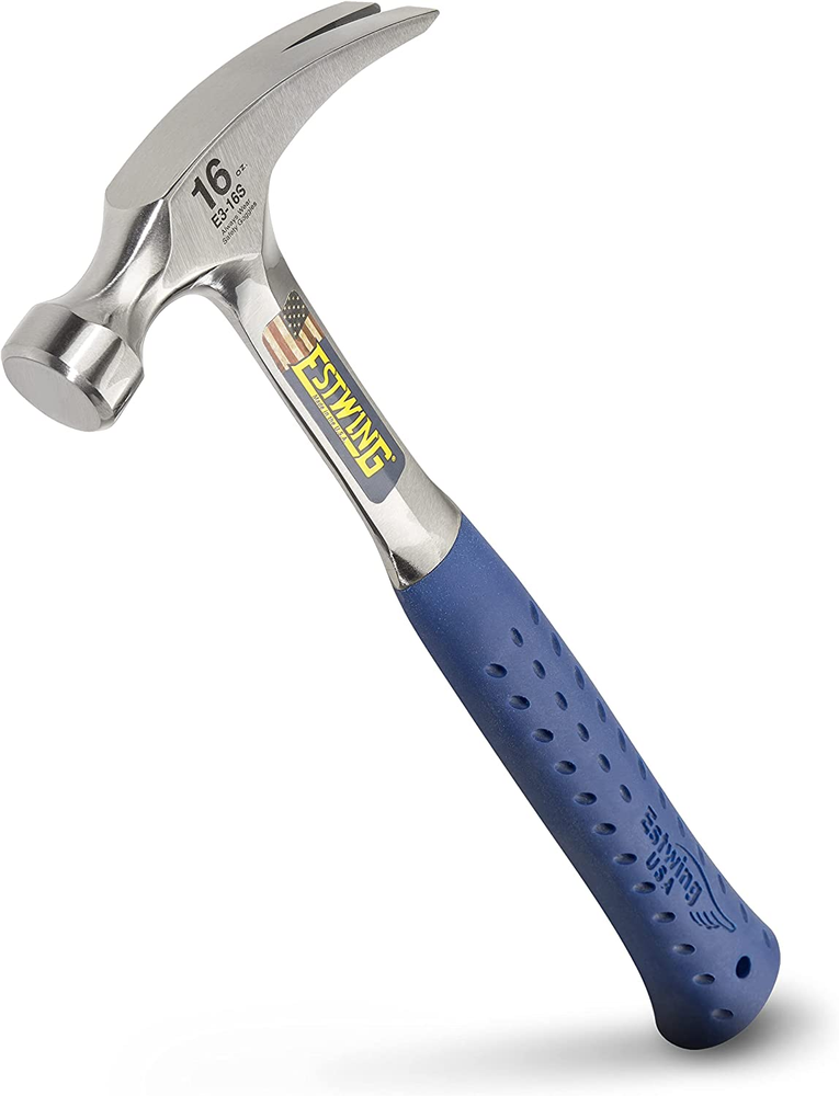 ESTWING Hammer - 16 Oz Straight Rip Claw with Smooth Face & Shock Reduction Grip