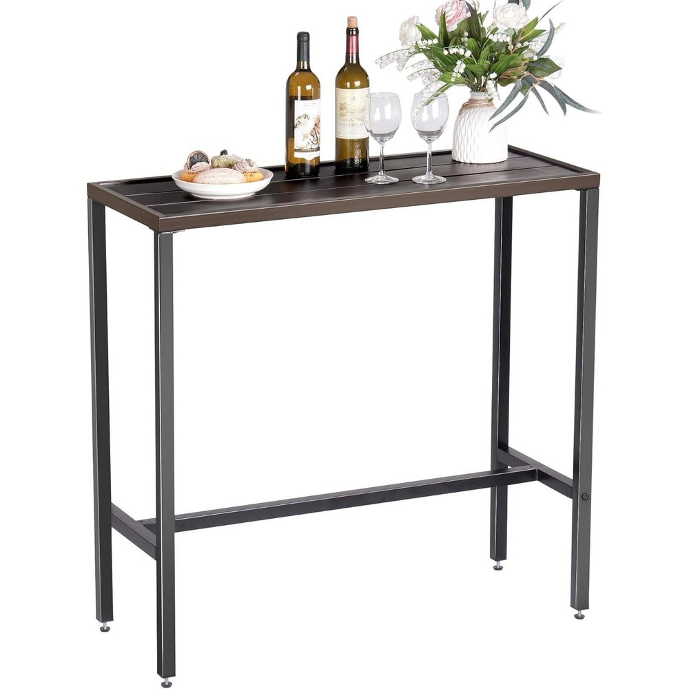 Rengue 37.6'' Pub Height Bar Table, Rectangle Narrow Outdoor Counter Heith Bar