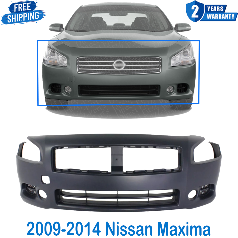 2009-2014 Nissan Maxima Primed Front Bumper Cover with Fog Light Holes