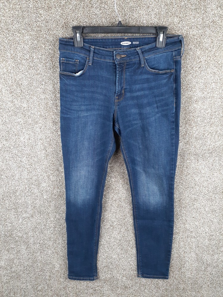 Old Navy Rockstar Super Skinny Jeans Women 10 Blue Denim Mid Rise Stretch Casual
