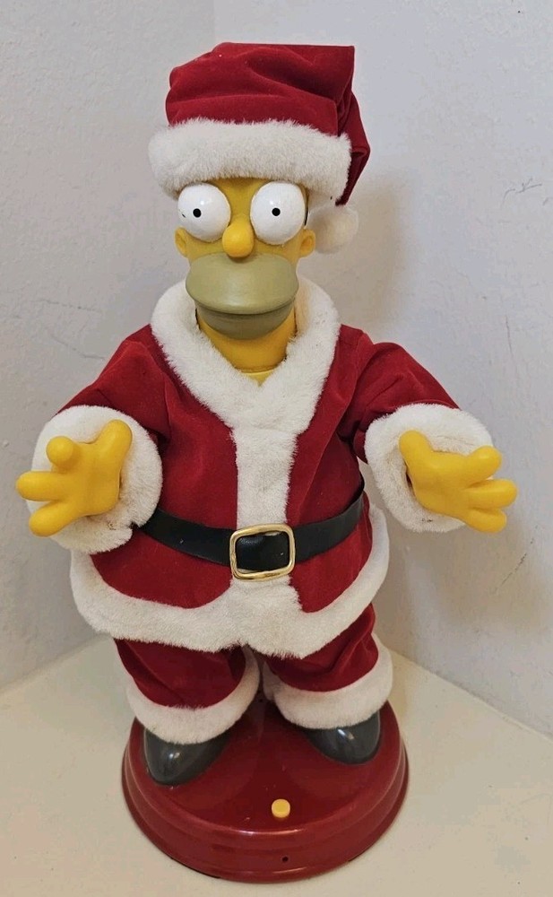 Homer Simpson Santa Talking Dancing Christmas Figure by Gemmy 2002 Tested