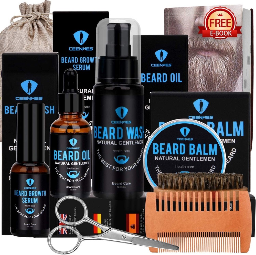 Beard Grooming Kit,Beard Kit with Beard Oil,Beard Growth Serum,Beard Wash, Beard
