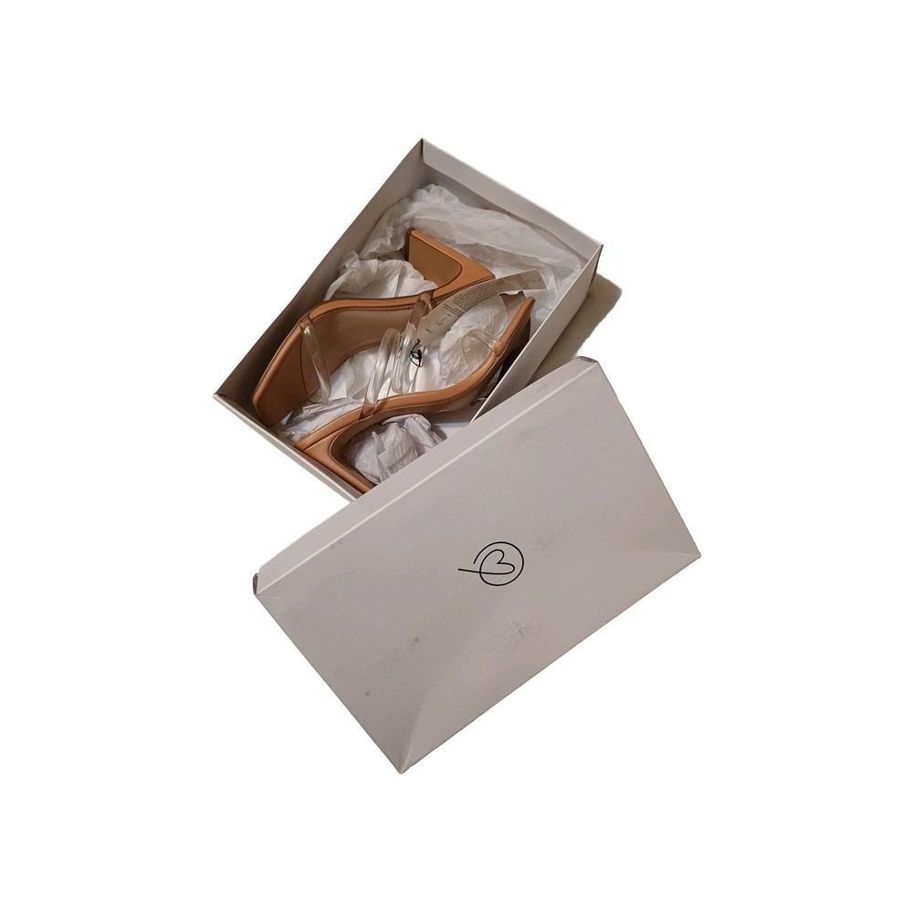 Drop Avery Clear Sandal Heels with Nude Bottoms - Size 7.5 Women's