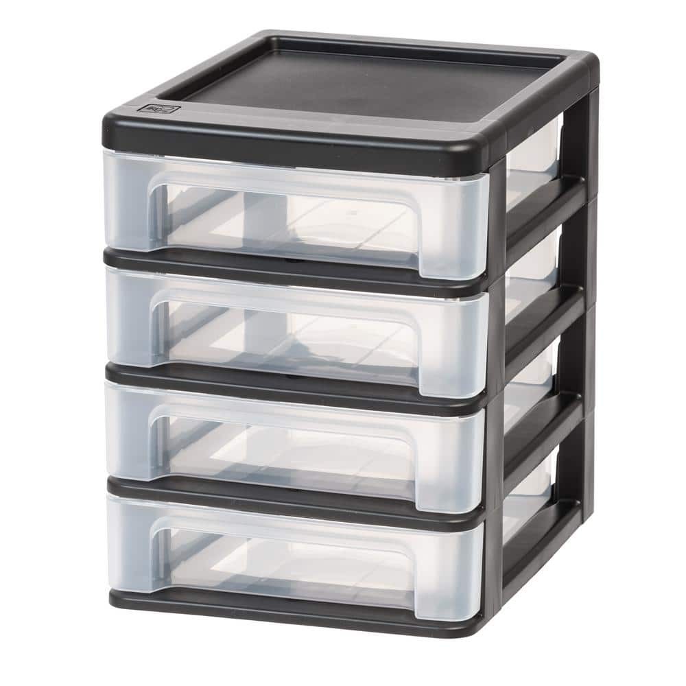 4-Drawer Black Compact Desktop Storage Organizer Tote