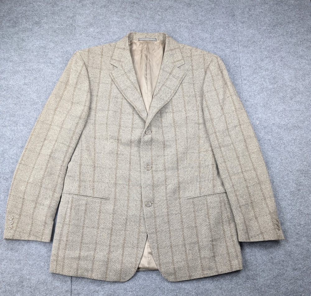 Ermenegildo Zegna Blazer Mens EU 54L Cashmere Blend Sport Coat Windowpane