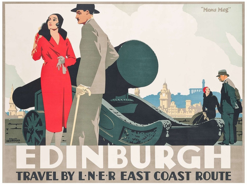 Edinburgh Scotland East Coast Route Vintage Travel Poster Print