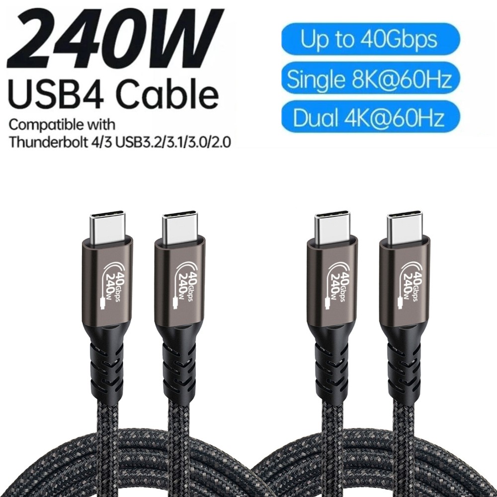 USB C 40Gbps Data Transfer Cable 2-Pack-240W Fast Charging 8K Display