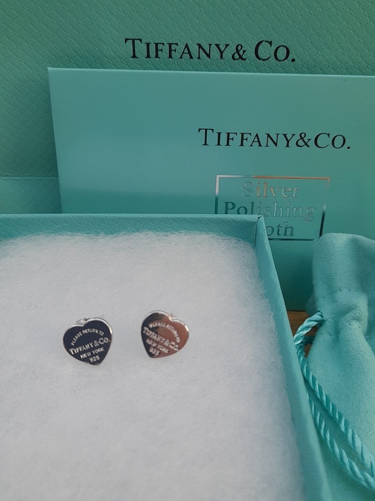 Tiffany&Co. Return To Tiffany Heart Tag Stud Earrings 925 SterlingSilver, Mini.