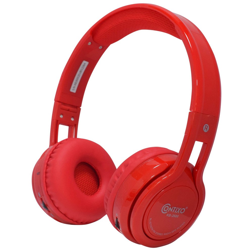 Contixo KB-2600 Foldable Wireless Bluetooth Kids Headphones 85dB Safe Volume Red