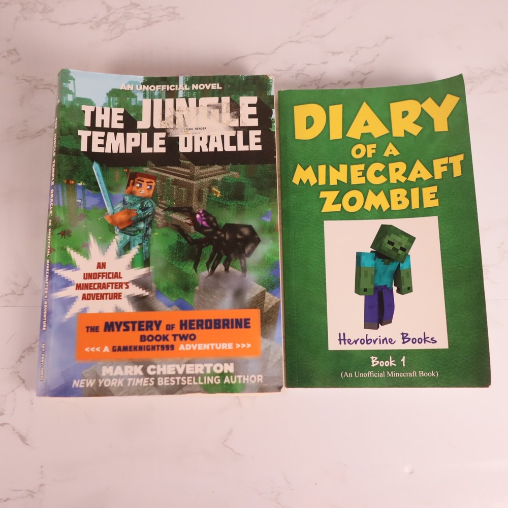Lot Of 2 Minecraft Books Diary of a Minecraft Zombie & The Jungle Temple Oracle